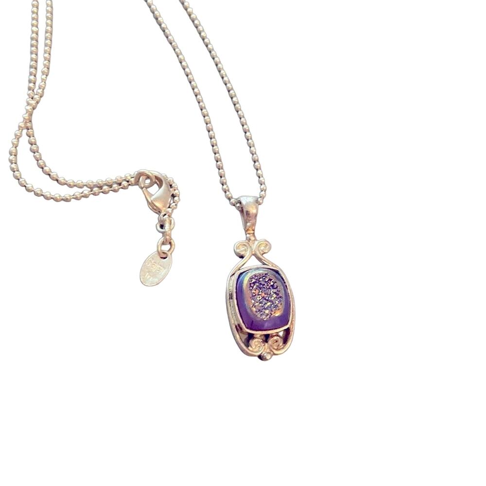 Sajen 925 Sterling Silver Druzy Necklace